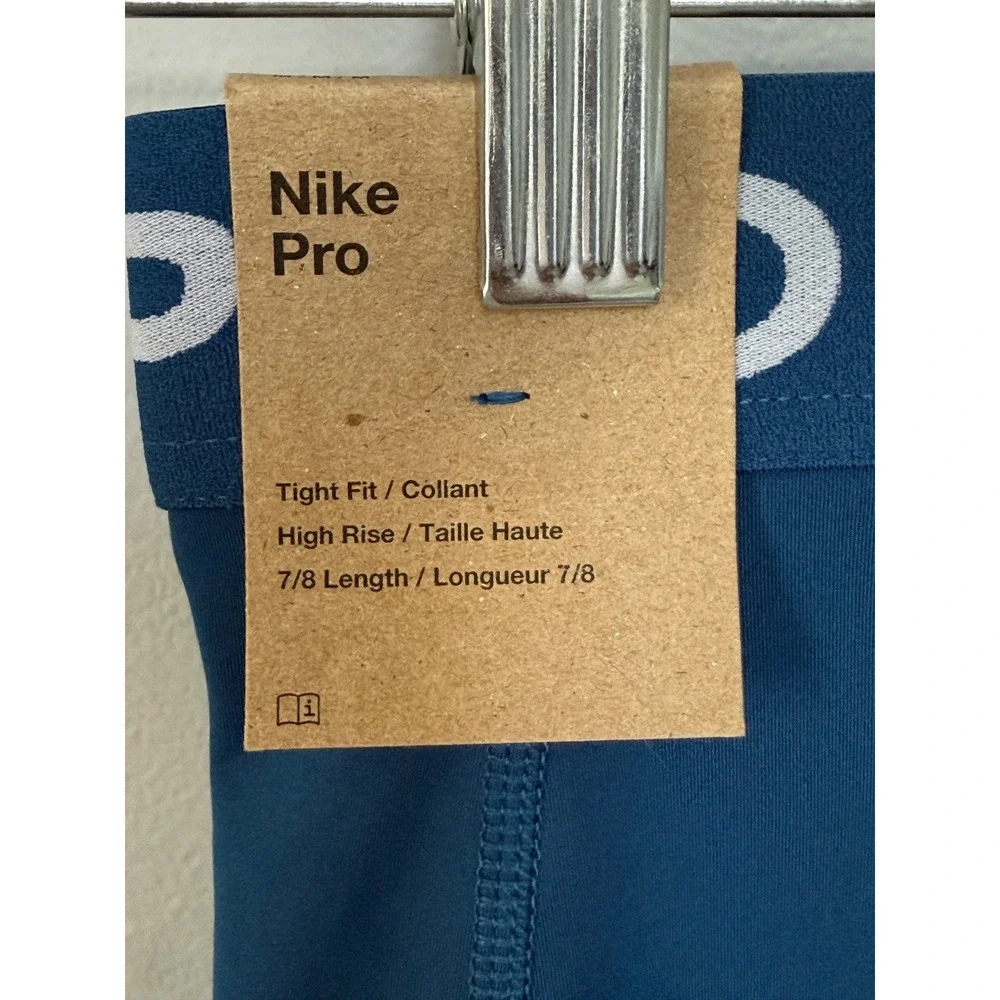 Nike Pro Women's‎ High Rise 7/8 length Training Tight Fit Leggings Blue Sz M NEW